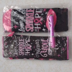 Leave a Sparkle breast cancer socks and pen, all new